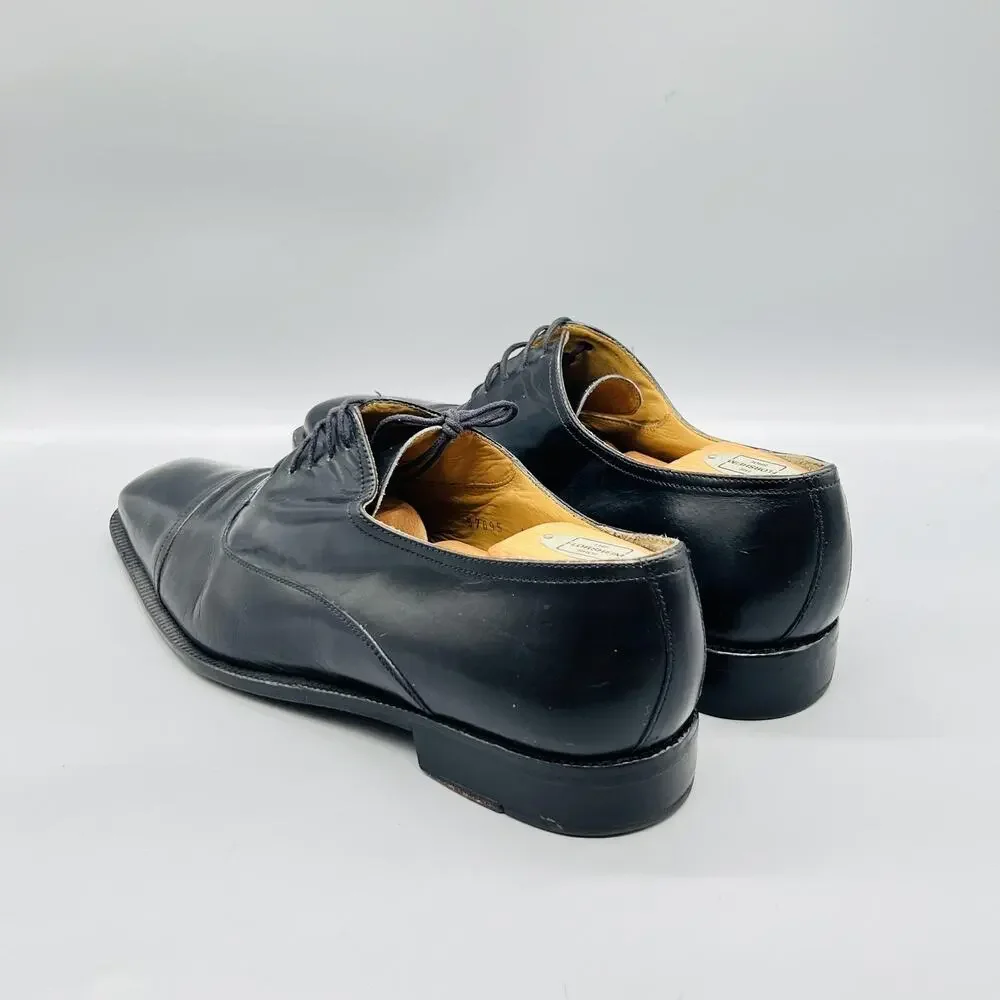 Mezlan Shoes Mens 11.5 Black Leather Cap Toe Oxford Dress Square Toe Slip On